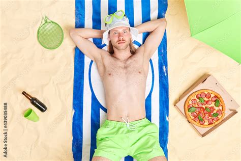 Sunny Hot Weather And Summer Time Concept Surprised Redhead Man