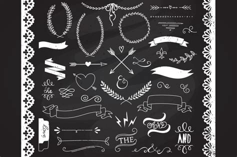 Chalkboard Laurels Clipart Ribbons ~ Illustrations On Creative Market