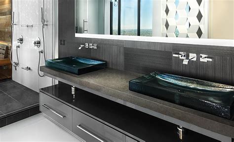 This Sophisticated Penthouse Bathroom Features Hanstone Quartz Color