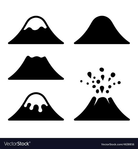 Volcano Icons Set Royalty Free Vector Image Vectorstock Sponsored
