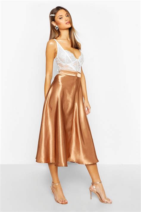 Satin Full Midi Skirt Boohoo In Full Midi Skirt Full Skirt