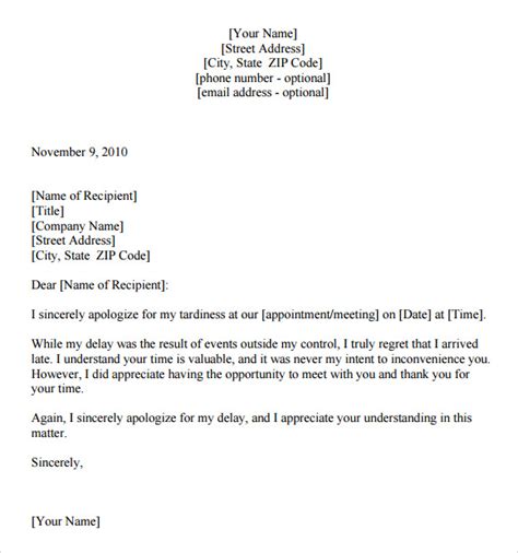 Sample Of Apology Letter For Late Response