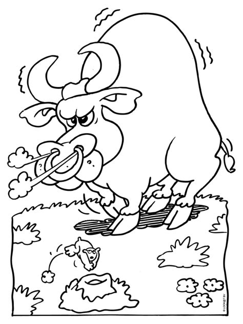 Kleurplaat Gevaarlijke stier Kleurplaten.nl
