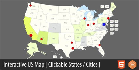 Interactive Us Map Clickable States Cities