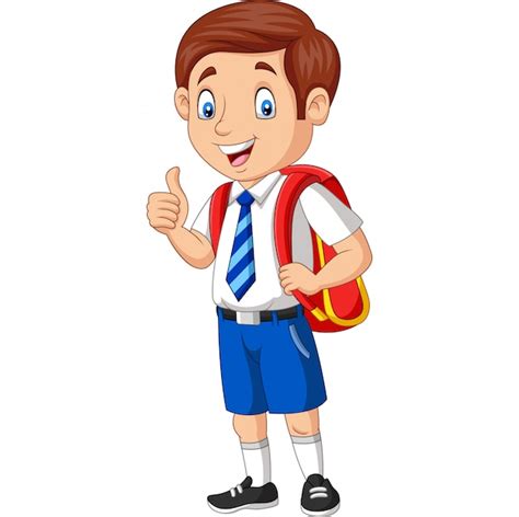 Premium Vector Cartoon Happy School Boy In Uniform Giving A Thumb Up