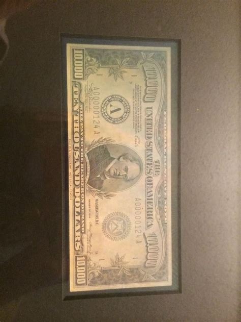 10000 Dollar Bill Hologram Extremely Rare Not Currency Front Of Bill