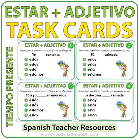 Estar Adjective Spanish Task Cards Woodward Spanish