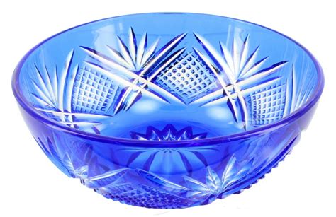 Vintage Bohemian Czech Cut To Clear Glass Starburst Bowl Cobalt Blue EBay