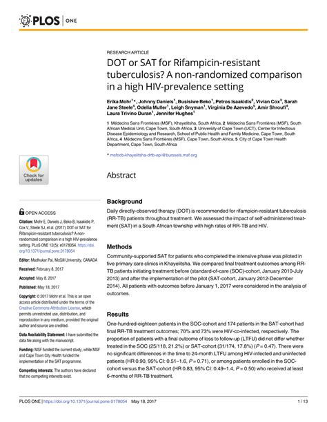 pdf dot or sat for rifampicin resistant tuberculosis a non randomized comparison in a high