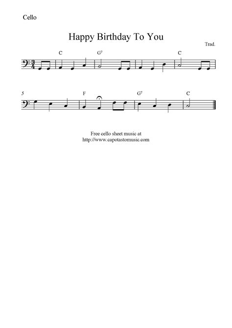 Happy Birthday To You Free Cello Sheet Music Notes Flute Sheet Music