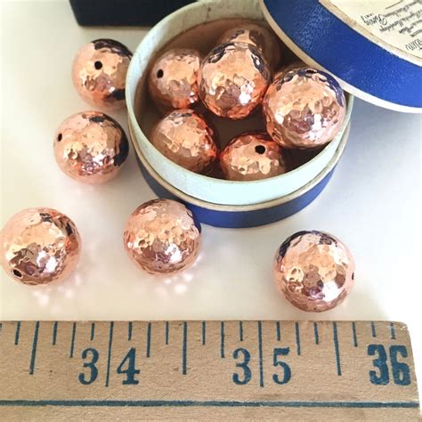 14mm Copper Bead Hammered Copper Beads 14mm 4pcs Etsy
