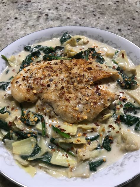 Whole 30 Chicken With Creamy Spinach Artichoke Sauce Every Piece Fits