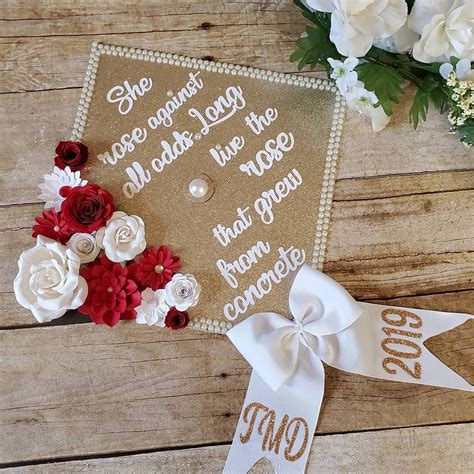 Red Gold And White Graduation Cap Topper Diy Graduation Cap Decoration