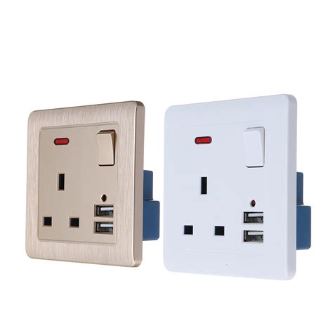 13a Uk Plug Power Outlet Socket Dual Usb Wall Ac Dc Charger Switch