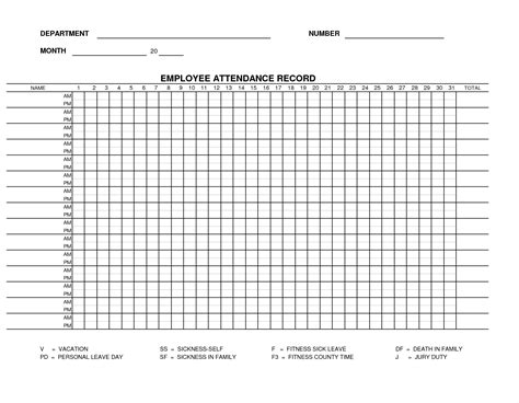 Monthly Attendance Sheet Template