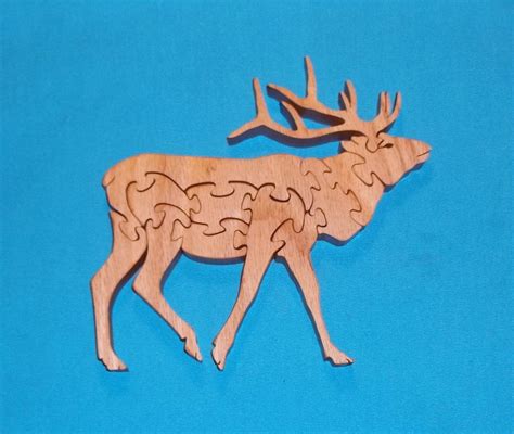 Elk Scroll Saw Wooden Puzzle Etsy