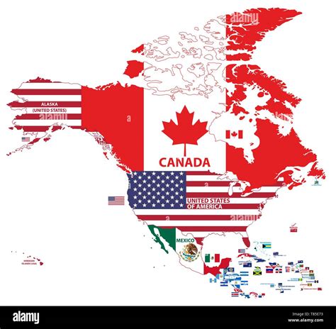 Ilustración Vectorial Del Mapa De América Del Norte Incluye América