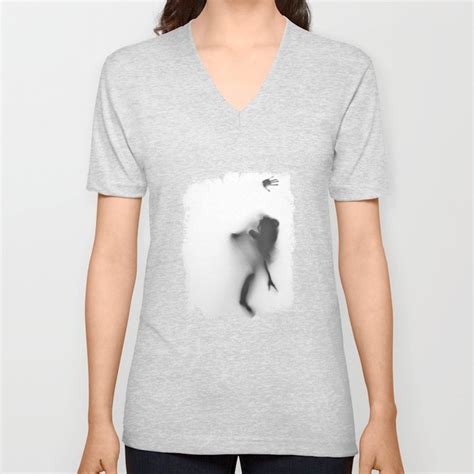 Naked Woman Silhouette Showing Boobs Black And White V Neck T Shirt By The Boudoir Cafe Society6