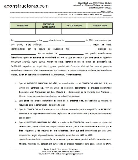 Formato Acta De Entrega De Insumos Proyectos Agropecuarios V Unidad