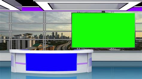 News Tv Studio Set Virtual Green Screen Background Loop