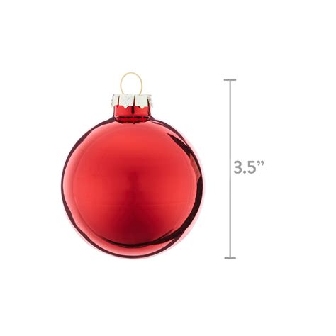 Shiny Red 67mm Glass Solid Ball Christmas Ornaments 8 Count Boxed