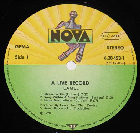 Those new to camel, though, will find rainbow's end to be an excellent and worthy primer. Camel a Live Record Prog Rock 12" LP Vinyl Album Cover ...