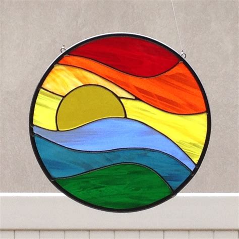 Stained Glass Rainbow Sunset Suncatcher Glass Painting Designs Stained Glass Quilt Faux