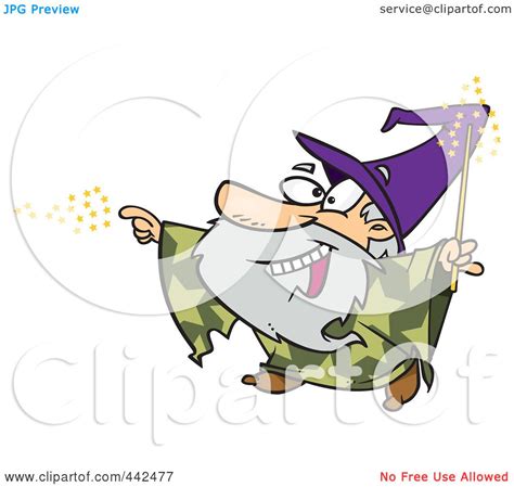 Royalty Free Rf Clip Art Illustration Of A Cartoon Wizard Using Magic