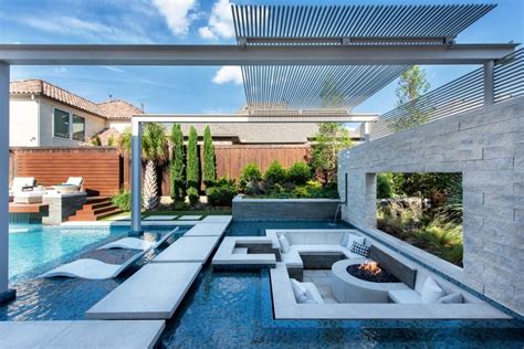 Modern Backyard With Sleek Pool And Sunken Lounge Hgtvs Ultimate
