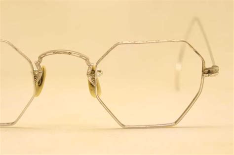Antique Eyeglasses Octagonal Bandl Vintage 42x38mm Fram Gem