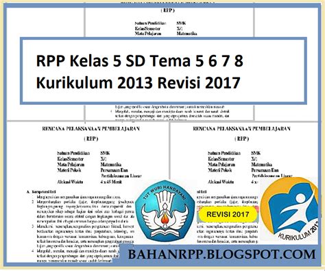 Rpp matematika kelas 5 sd semester 2. RPP Kelas 5 SD Tema 5 6 7 8 Kurikulum 2013 Revisi 2017 ...
