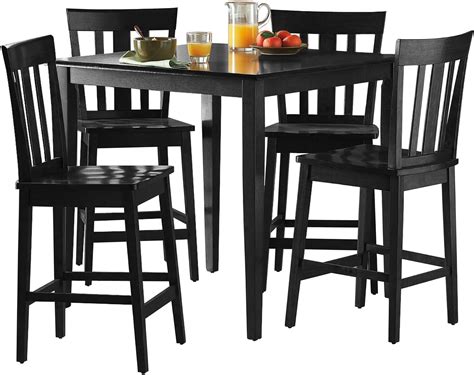 5 Piece Counter Height Dining Set 4 Person Square Wood Table Wooden