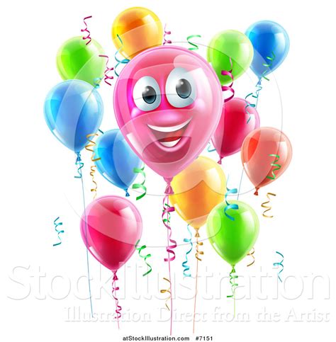 Vector Illustration Of A 3d Pink Smiling Happy Birthday Balloon