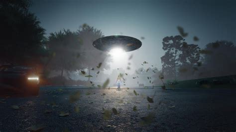 Premium Photo Man Being Abducted By Ufo Alien Abduction Concept 3d