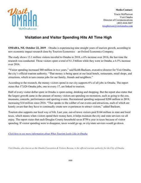 Visitation And Visitor Spending Hits All Time High Visit Omaha