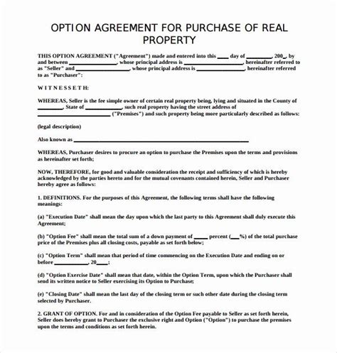 simple real estate contract    sample real estate purchase