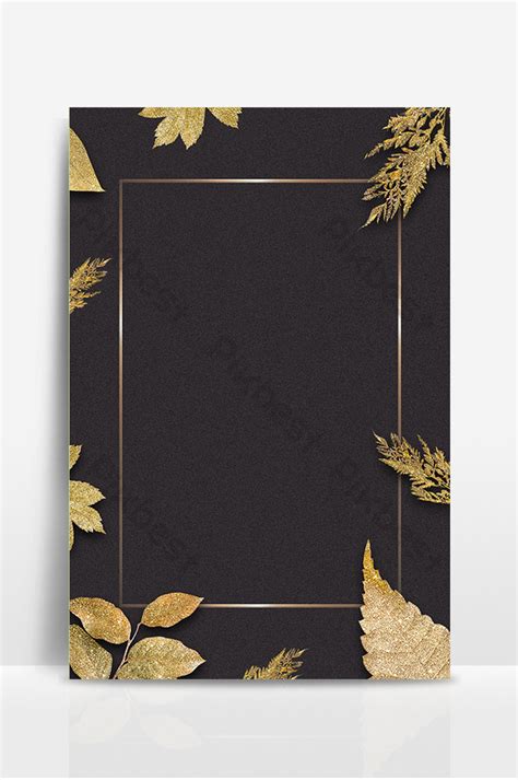 Black Gold Leaf Border Poster Background Design Backgrounds Psd Free