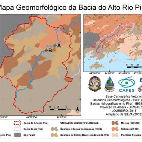 mapa com as unidades geomorfológicas presentes na bacia hidrográfica download scientific