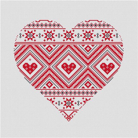 Modern cross stitch & embroidery patterns. Counted modern cross stitch pattern "Scandinavian Heart ...