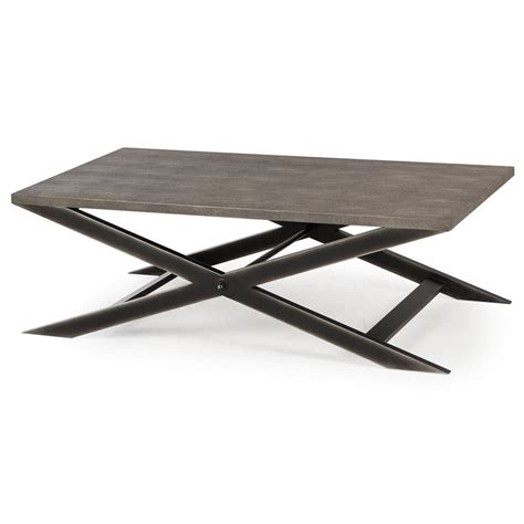 Pair with darker colored woods pieces for a modern, stunning contrast. Billie Modern Classic Faux Shagreen Cross Leg Metal Rectangular Coffee Table