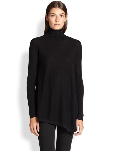 Lyst Donna Karan Asymmetrical Cashmere Turtleneck Tunic In Black