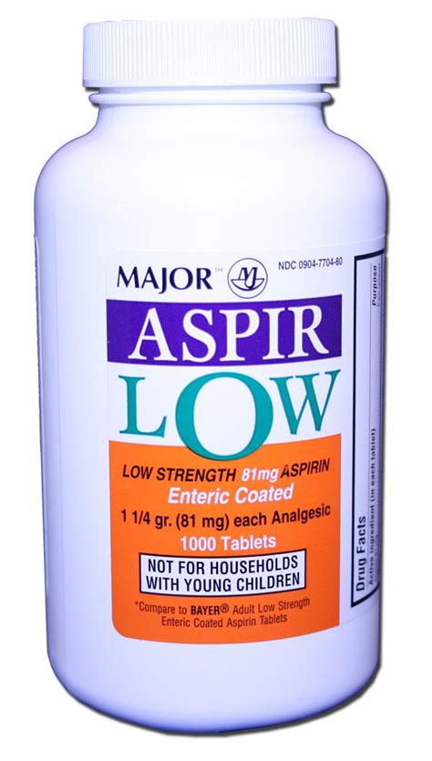 Aspir Low Enteric Coated Aspirin 81 Mg Tab 1000 By Major Pharma Fr