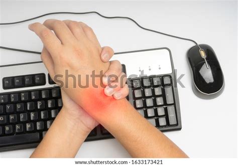 Wrist Pain Redness Swelling While Working Stock Photo 1633173421