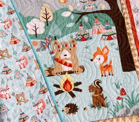 Panel Quilt Kit Forest Woodland Animals Boys Or Girls Nursery Crib