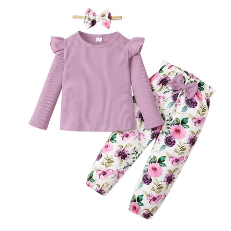 3t Baby Girls Clothes 4t Girls 3pcs Fall Winter Outfits Set Solid Color