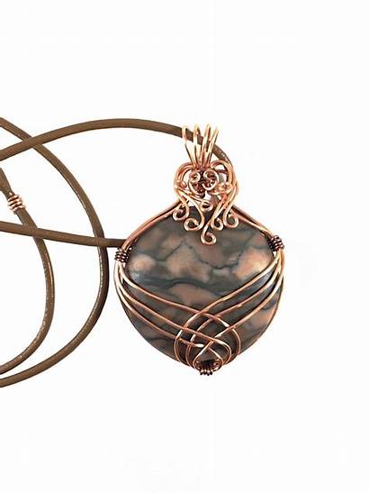 Jewelry Wire Wrapped Marble Necklace Copper Designer