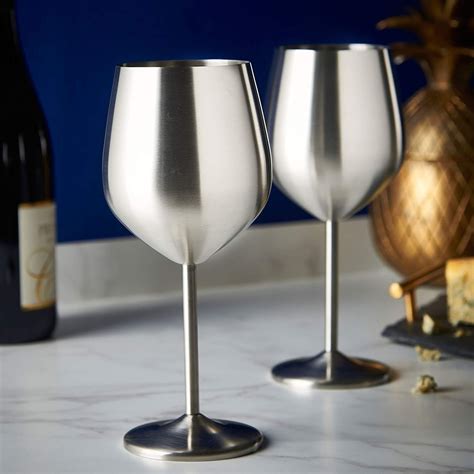 Vonshef Stainless Steel Wine Glasses Set Of 2 Wine