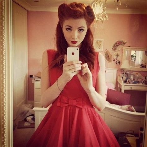 red dress 40s hair