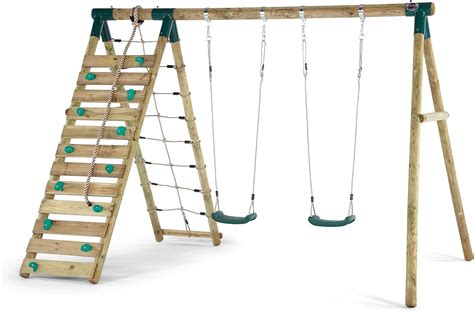 Plum Uakari Climbing Frame With Rock Climbing Wall And Scramble Net