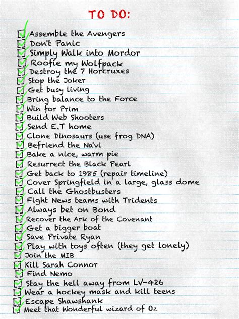 Feeling pressured to become more sexually experienced before she goes to college, brandy klark makes a list of things to accomplish before hitting campus in the fall. My busy 'to do' list (Movie version) by Mr-Saxon on DeviantArt